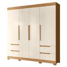 Guarda Roupa Casal Nair 4 Portas 4 Gavetas Carvalho Off White