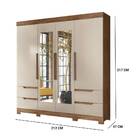 Guarda Roupa Casal Nair Com Espelho 4 Portas 4 Gavetas Avelã