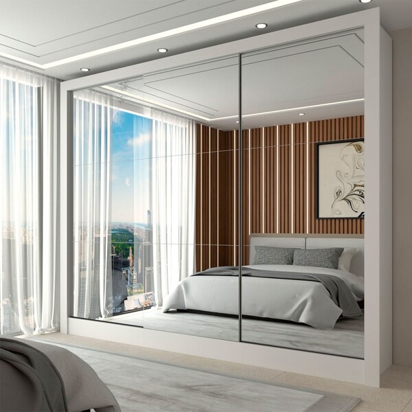 Guarda-roupa Casal Nevada 3 Portas 3 Gavetas Com Espelho Bran