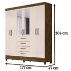 Guarda Roupa Casal New Avaí Com Espelho 6 Portas Castanho Woo