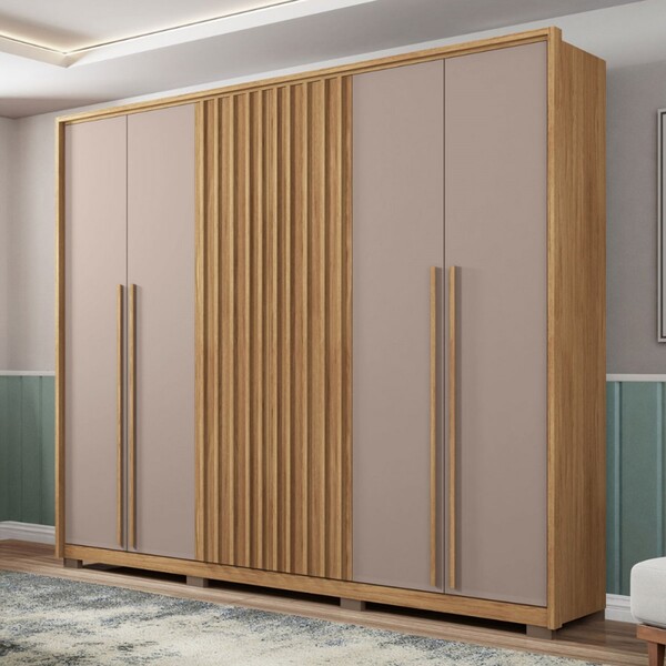 Guarda-roupa Casal New Comodus 6 Portas 4 Gavetas Ripado Buri