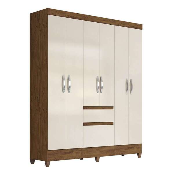 Guarda-roupa Casal New Cuba 6 Pt 2 Gv Castanho E Baunilha