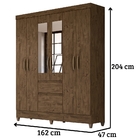 Guarda Roupa Casal New Cuba Com Espelho 6 Portas Castanho Woo