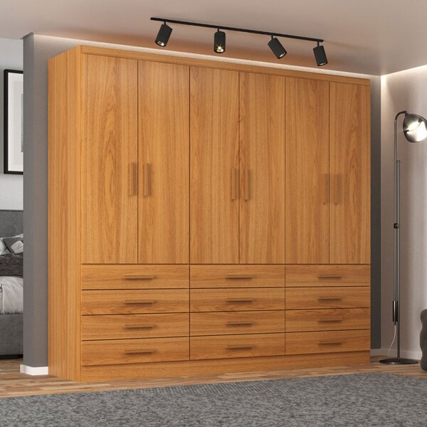 Guarda-roupa Casal New Mônaco 6 Portas 12 Gavetas Cinnamomo -