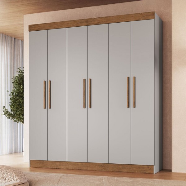 Guarda-roupa Casal New Xangai 6 Portas 2 Gavetas 100% Mdf Lun