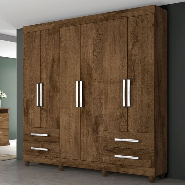 Guarda-roupa Casal Nice 6 Portas 4 Gavetas  8387 Brauna - Mad
