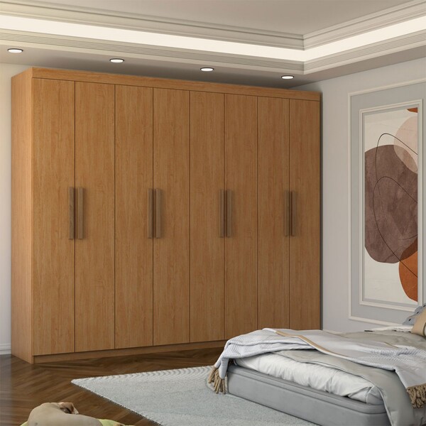 Guarda-roupa Casal Nirvana 8 Portas 4 gavetas Cinamomo - Pano