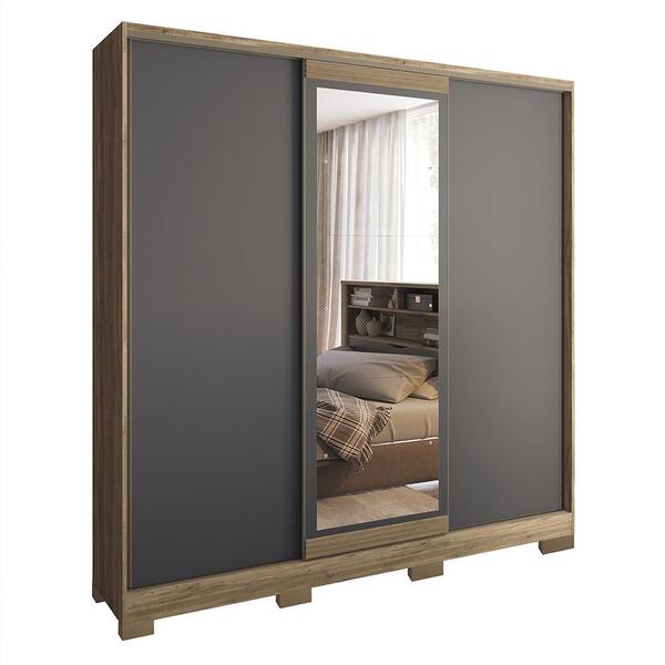 Guarda Roupa Casal Oásis 3 Portas Deslizante Com Espelho E Pé