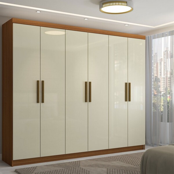 Guarda-roupa Casal Odisseia 6 Portas 2 Gavetas Cinamomo/off W