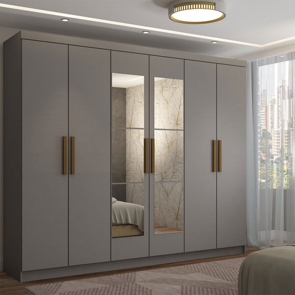 Guarda-roupa Casal Odisseia 6 Portas 2 Gavetas Com Espelho On