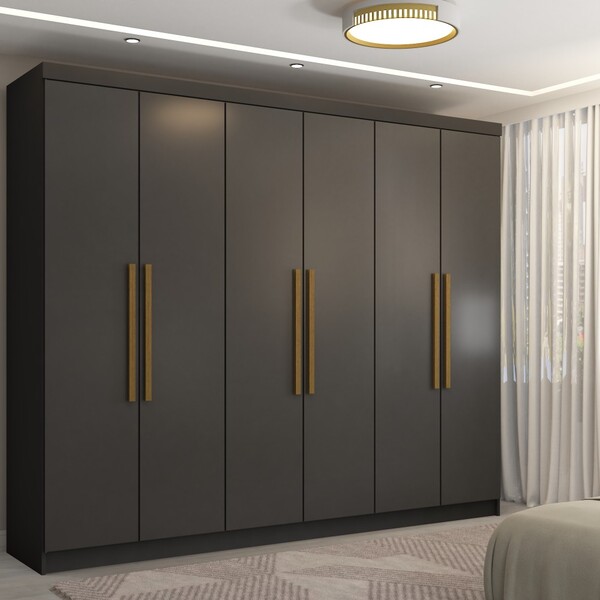 Guarda-roupa Casal Odisseia 6 Portas 2 Gavetas Preto - Panora