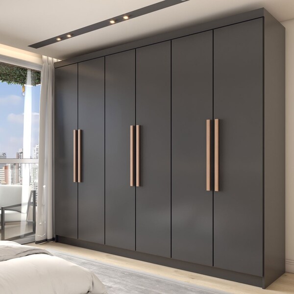 Guarda-roupa Casal Odisseia 6 Portas 2 Gavetas Preto - Panora