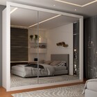 Guarda-roupa Casal Olivia 3 Portas De Correr 4 Gavetas Espelh