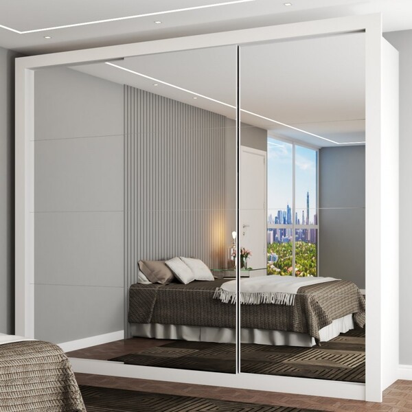 Guarda-roupa Casal Olivia Diamantina 3 Portas De Correr 4 Gav