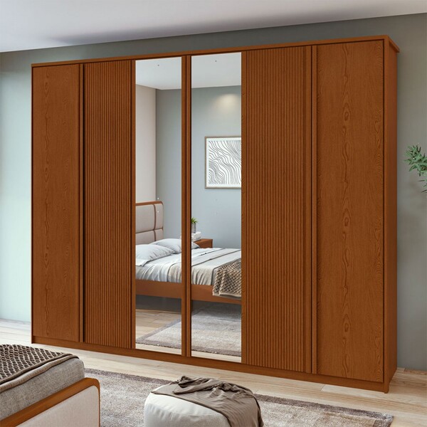 Guarda-roupa Casal Ollie 6 Portas 6 Gavetas Com Espelho Frass