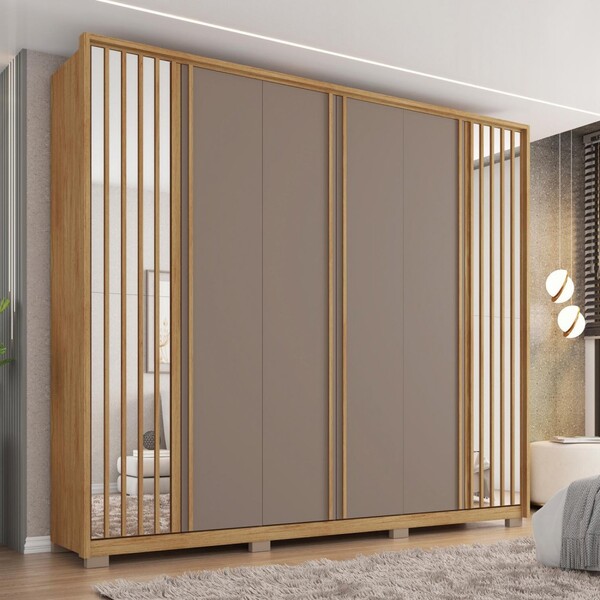 Guarda-roupa Casal Orfeus 6 Portas 6 Gavetas Com Espelho Ripa
