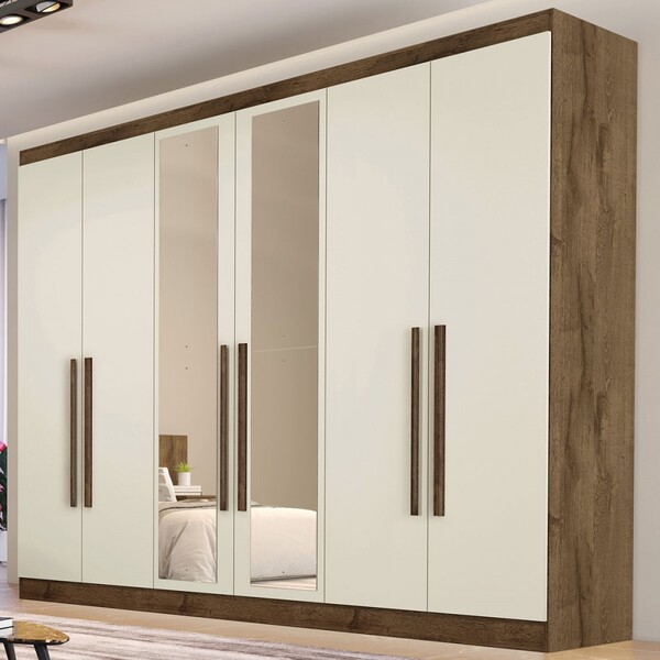 Guarda-roupa Casal Oslo 6 Portas 4 Gavetas 100% Mdf Com Espel