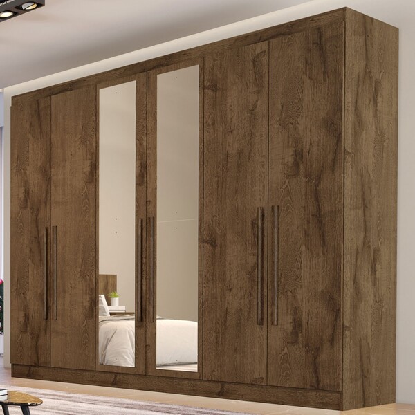 Guarda-roupa Casal Oslo 6 Portas 4 Gavetas 100% Mdf Com Espel