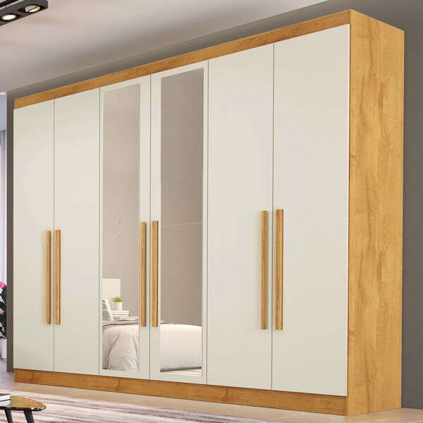 Guarda-roupa Casal Oslo 6 Portas 6 Gavetas 100% Mdf Com Espel
