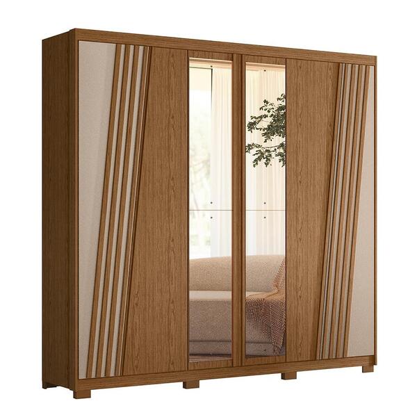 Guarda Roupa Casal Ouro Verde 6 Portas Com Espelho - Móveis A