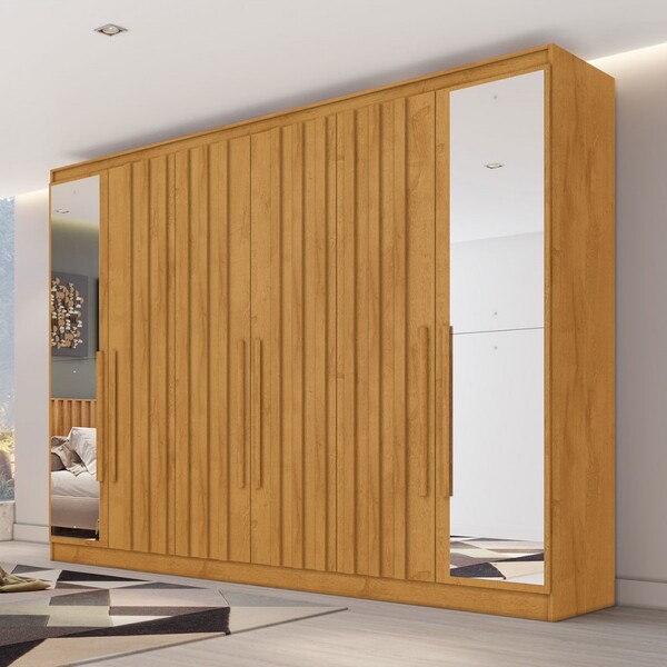 Guarda-roupa Casal Oxford 6 Portas 6 Gavetas Com Espelho Ripa