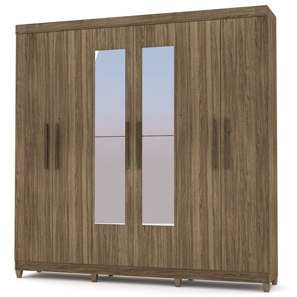 Guarda Roupa Casal Palmas 6 Portas E Espelho Pau Brasil - Vlr