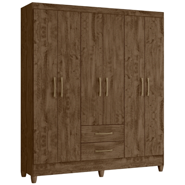 Guarda Roupa Casal Panamá 6 Portas Castanho Wood Moval