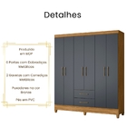 Guarda Roupa Casal Panamá 6 Portas Freijó Cinza Moval