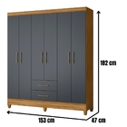 Guarda Roupa Casal Panamá 6 Portas Freijó Cinza Moval