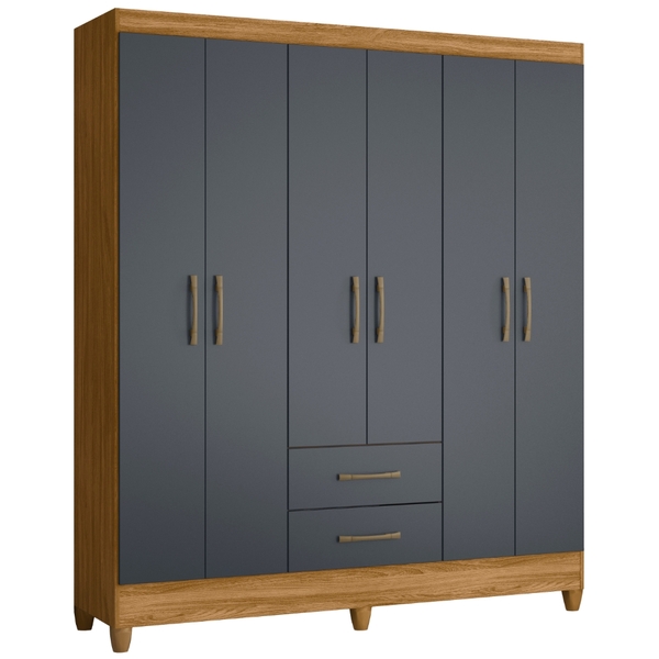 Guarda Roupa Casal Panamá 6 Portas Freijó Cinza Moval