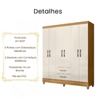 Guarda Roupa Casal Panamá 6 Portas Freijó Off White Moval