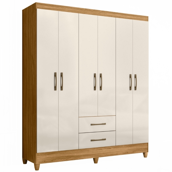 Guarda Roupa Casal Panamá 6 Portas Freijó Off White Moval