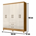 Guarda Roupa Casal Panamá 6 Portas Freijó Off White Moval