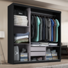 Guarda Roupa Casal Paris 3 portas 2 gavetas com espelho