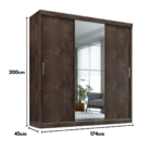 Guarda Roupa Casal Paris 3 portas 2 gavetas com espelho