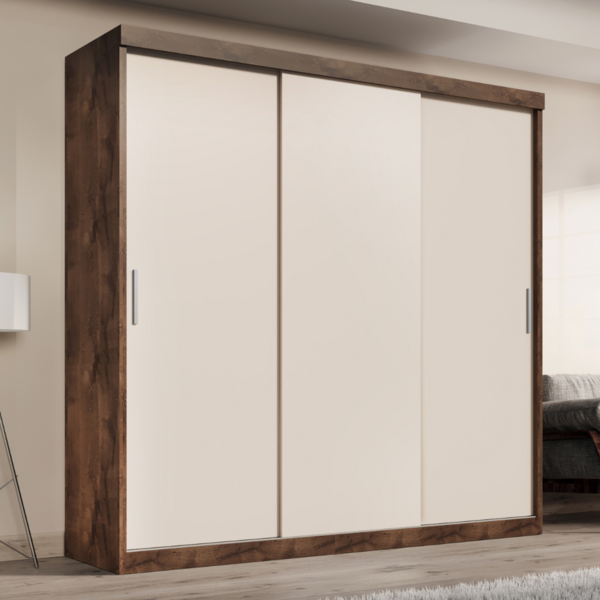 Guarda Roupa Casal Paris 3 Portas de correr 2 gavetas