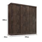 Guarda Roupa Casal Paris 3 Portas de correr 2 gavetas