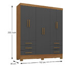 Guarda Roupa Casal Paris 6 Portas 6 Gavetas Cinamomo/ Chumbo