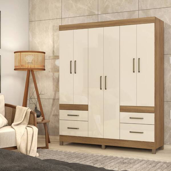 Guarda Roupa Casal Poema 6 Portas 4 Gavetas Amendola Off Whit