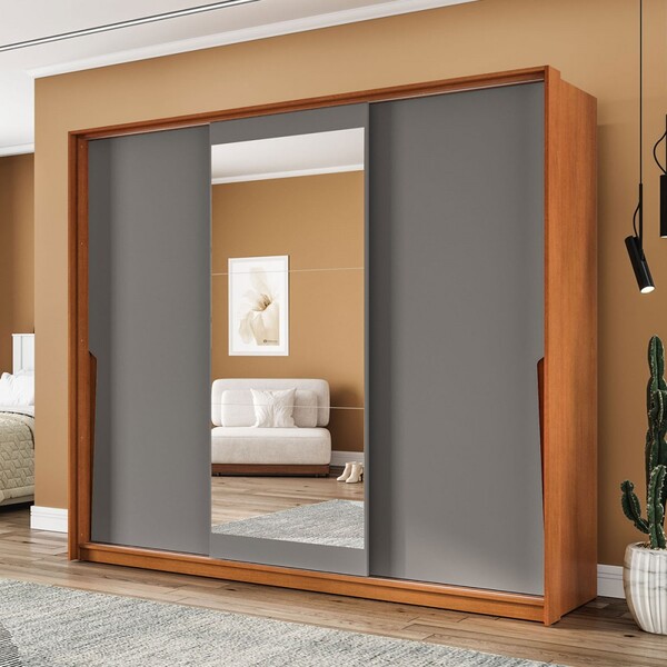 Guarda-roupa Casal Porto 3 Portas 4 Gavetas Com Espelho Freij