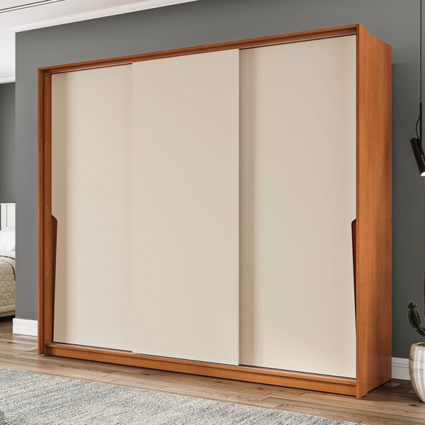 Guarda-roupa Casal Porto 3 Portas 4 Gavetas Freijó/creme - Po