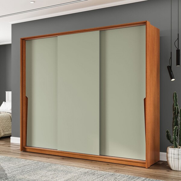 Guarda-roupa Casal Porto 3 Portas 4 Gavetas Freijó/verde - Po