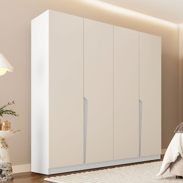 Guarda-roupa Casal Porto 4 Portas 4 Gavetas Branco/creme - Po
