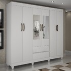 Guarda-roupa Casal Porto 6 Portas 2 Gavetas Com Espelho Branc