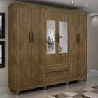 Guarda-roupa Casal Porto 6 Portas 2 Gavetas Com Espelho Ipê –