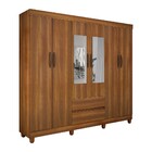 Guarda-roupa Casal Porto 6 Portas 2 Gavetas Com Espelho Nogal