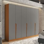 Guarda-roupa Casal Porto 6 Portas 4 Gavetas Freijó/cinza - Po