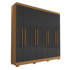 Guarda Roupa Casal Porto 8 Portas 4 Gavetas Freijó Grafite -