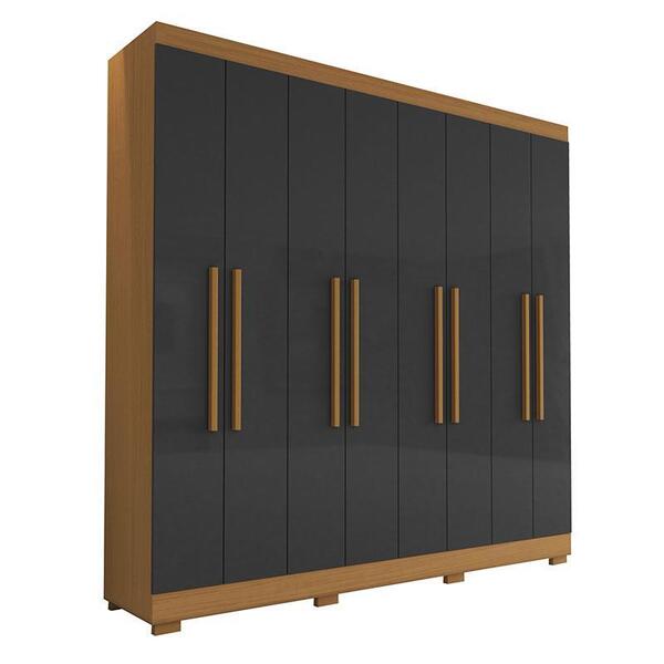 Guarda Roupa Casal Porto 8 Portas 4 Gavetas Freijó Grafite -