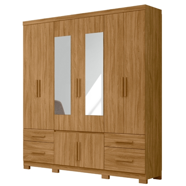 Guarda Roupa Casal Porto Com Espelho 8 Portas Freijó Moval